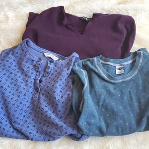 Lot of 3 thermal tops, Eddie Bauer and Old Navy